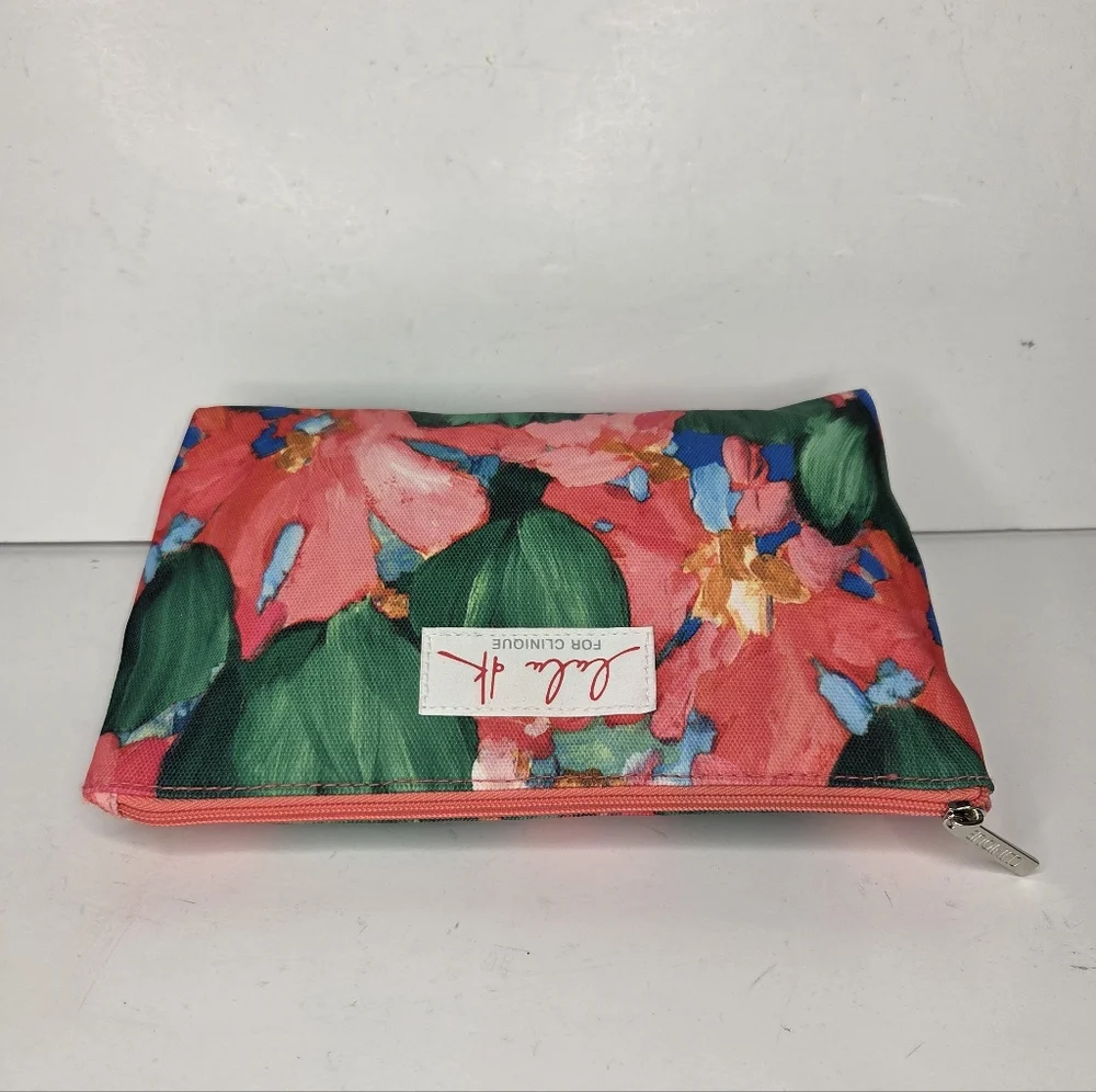 Lulu + Clinique‎ Tropical Colorful Floral Cosmetic Pouch Makeup Bag